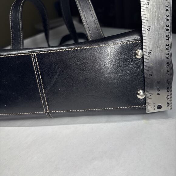 Y2k vintage pebble black leather FOSSIL Satchel PURSE handbag/tote #ZB9061 - Picture 6 of 9